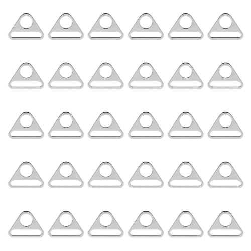 SWAWIS 30 Stück D Ringe 38mm, D Ringe aus Metall, Dreieck Schnalle Versteller, Triangle D Ringe für Taschen Gurt Kostüme Rucksack Hundeleine DIY Hardware-Zubehör(Silber) von SWAWIS
