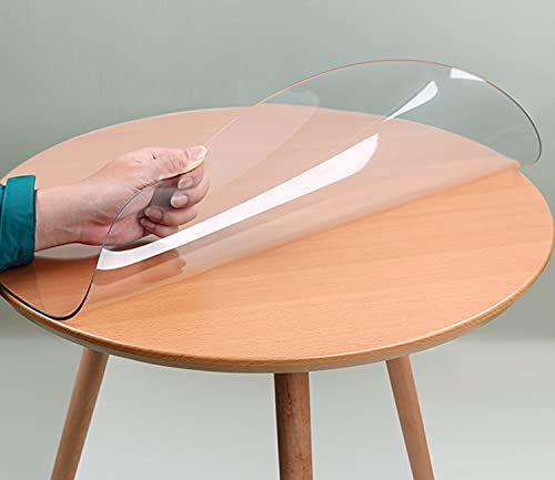 SWD TWTH Runde PVC-Tischdecken, transparente PVC-Tischdecke, kristallklarer Kunststoff-Tischschutz, kratzfest, rutschfest, große Tischmatte (1,0 mm, 110 cm) von SWD TWTH
