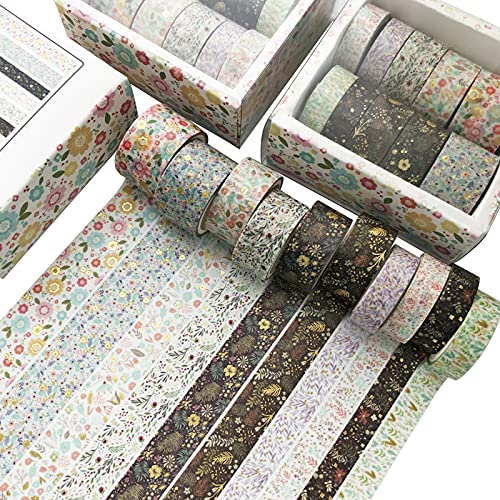 SWECOMZE 10 Rollen Washi Tape Set, Dekoratives Klebeband, DIY Papier Tape, Masking Tape Klebebänder Set (A) von SWECOMZE