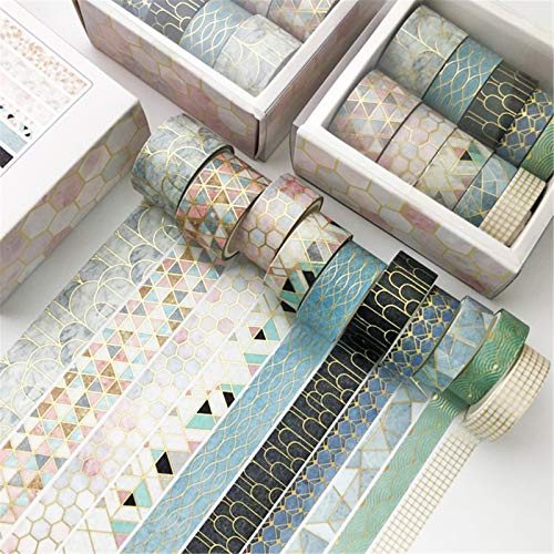 SWECOMZE 10 Rollen Washi Tape Set, Dekoratives Klebeband, DIY Papier Tape, Masking Tape Klebebänder Set (F) von SWECOMZE