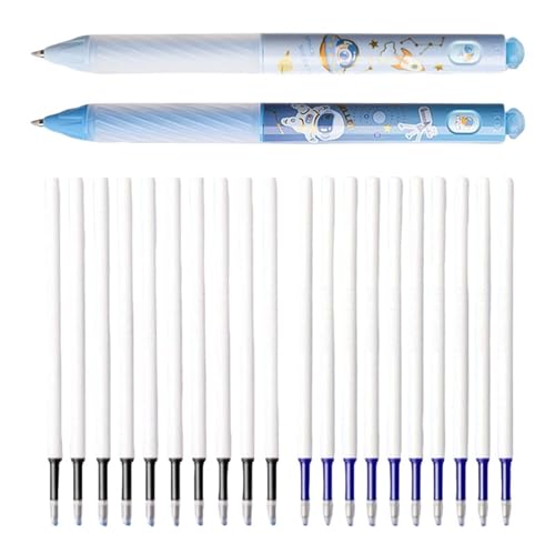 SWECOMZE 22pcs Radierbarer Kugelschreiber, Cartoon Stift Radierbar, Schwarz Blau Tinte 2 Erasable Pen mit 20 Nachfüllungen, Löschbaren Gelstiften für Kinder Studenten Schule Büro (Blau) von SWECOMZE