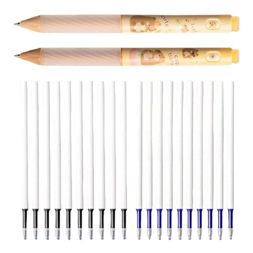 SWECOMZE 22pcs Radierbarer Kugelschreiber, Cartoon Stift Radierbar, Schwarz Blau Tinte 2 Erasable Pen mit 20 Nachfüllungen, Löschbaren Gelstiften für Kinder Studenten Schule Büro (Braun) von SWECOMZE