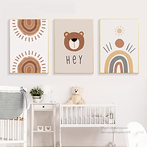 SWECOMZE 3er Kinder Poster Set - Regenbogen Wolken Wandeposter | Bilder für das Babyzimmer oder Kinderzimmer Deko Mädchen Jungen (Style A,21 x 30 cm) von SWECOMZE