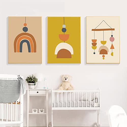 SWECOMZE 3er Kinder Poster Set - Regenbogen Wolken Wandeposter | Bilder für das Babyzimmer oder Kinderzimmer Deko Mädchen Jungen (Style B,30 x 40 cm) von SWECOMZE