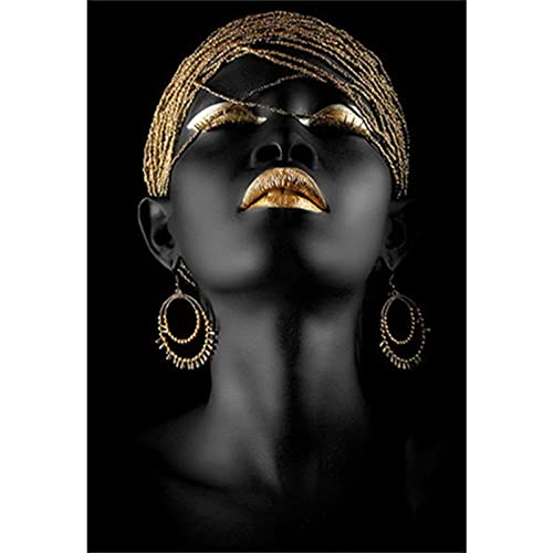 SWECOMZE 5D Afrikanische Schwarze Frau Diamant Painting Kit DIY Full Bohrer Diamond Malerei Handgemachtes Wohnzimmer Wanddekoration (70x110cm) von SWECOMZE