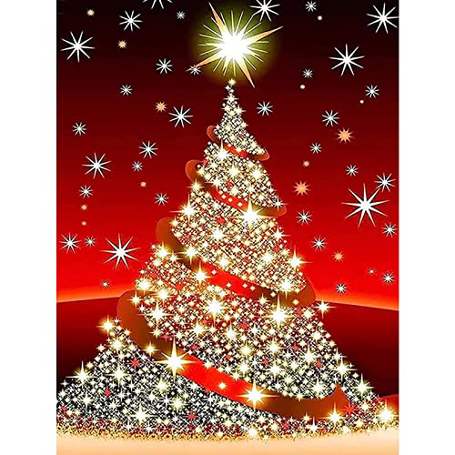 SWECOMZE 5D Diamant Painting Kit Weihnachtsbaum DIY Diamond Painting Strass Kreuzstich Arts Craft Weihnachten Home Wanddekoration (A,60x80cm) von SWECOMZE