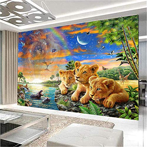 SWECOMZE 5D Diamond Painting Löwenfamilie DIY Diamant Malerei Crystal Full Bohrer Strass Stickerei Handgemachtes Arts Daheim Dekoration (A,120x80cm) von SWECOMZE