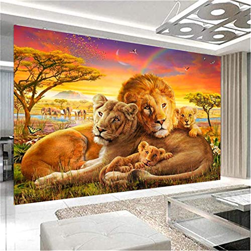 SWECOMZE 5D Diamond Painting Löwenfamilie DIY Diamant Malerei Crystal Full Bohrer Strass Stickerei Handgemachtes Arts Daheim Dekoration (C,60x40cm) von SWECOMZE