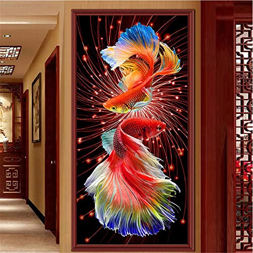 SWECOMZE 5D Diamond Painting Set Goldfisch Diamant Painting Diamant Malerei Wohnzimmer Schlafzimmer Büro Wand Und Eingang Dekoration (70x130cm) von SWECOMZE