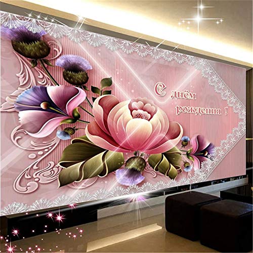 SWECOMZE DIY 5D Diamant Malerei Pink Blume Kits, Diamond Painting Blumen Strass Stickerei Malerei für Home Wanddekoration (60x120cm) von SWECOMZE