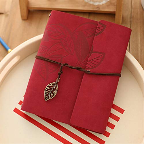 SWECOMZE Fotoalbum zum Selbstgestalten, Leder Scrapbook Schwarze Seiten Nachfüllbar Fotobuch zum Einkleben, 28x21cm Fotoalben DIY Geschenk Schablonen Aufkleber Fotoecken Mehrweg (Ahornblattrot) von SWECOMZE