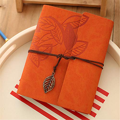 SWECOMZE Fotoalbum zum Selbstgestalten, Leder Scrapbook Schwarze Seiten Nachfüllbar Fotobuch zum Einkleben, 28x21cm Fotoalben DIY Geschenk Schablonen Aufkleber Fotoecken Mehrweg (Orange) von SWECOMZE