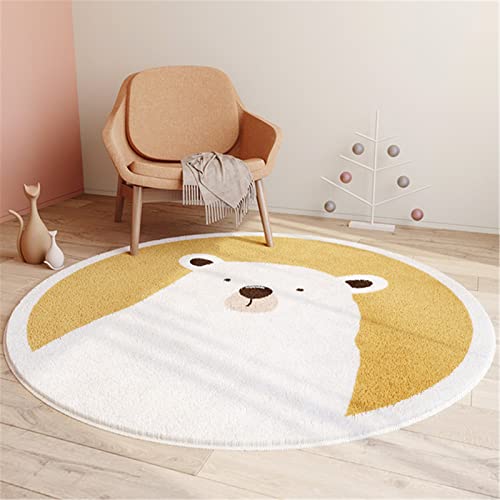 SWECOMZE Kinderzimmer Babymatte Weich Teppich Rund Babyzimmer Krabbeldecke rutschfest Spielmatte Baby Krabbelmatte Groß Kinderteppich Mädchen Jungen (Bär,120 * 120cm) von SWECOMZE