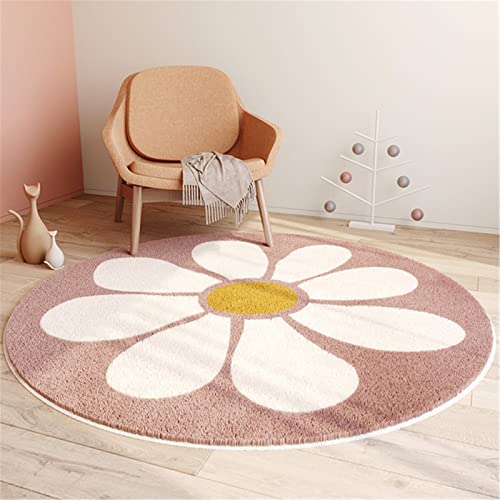 SWECOMZE Kinderzimmer Babymatte Weich Teppich Rund Babyzimmer Krabbeldecke rutschfest Spielmatte Baby Krabbelmatte Groß Kinderteppich Mädchen Jungen (Blume,100 * 100cm) von SWECOMZE