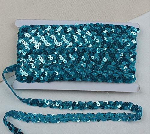 SWECOMZE Paillettenband 12m Pailletten Band Glänzende Paillettenbänder für DIY Bastelprojekte, Tanzbekleidungen (Blau) von SWECOMZE