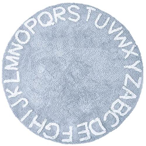 SWECOMZE Rund Weich Alphabet Kinder Teppiche rutschfeste Waschbare Kinder Pädagogischer Lernteppich für Schlafzimmer Wohnzimmer Spielteppich Für Kinderzimmer (Blau,100 * 100CM) von SWECOMZE