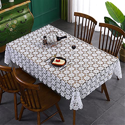 SWECOMZE Tischdecke, Spitze Tischtuch,Handgefertigt Weiß Spitze Blumen Tischdecke Boho für Home Hochzeit Party Hochzeitsdekor (80x80cm) von SWECOMZE