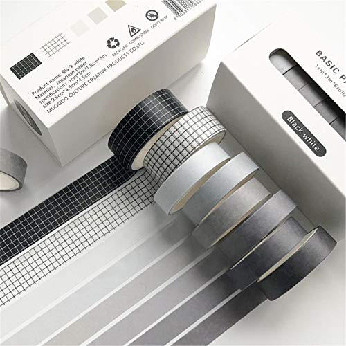 SWECOMZE Washi Tape Set, 8 Rolls Masking Tape Klebeband bunt für Scrapbooking DIY Handwerk Grundlegendes Muster (Style C) von SWECOMZE