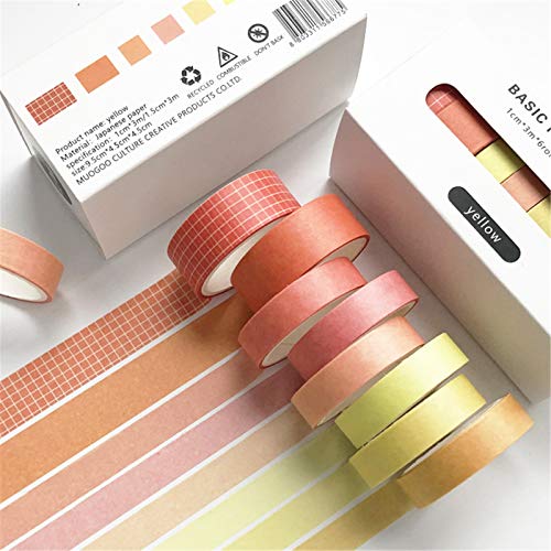 SWECOMZE Washi Tape Set, 8 Rolls Masking Tape Klebeband bunt für Scrapbooking DIY Handwerk Grundlegendes Muster (Style D) von SWECOMZE