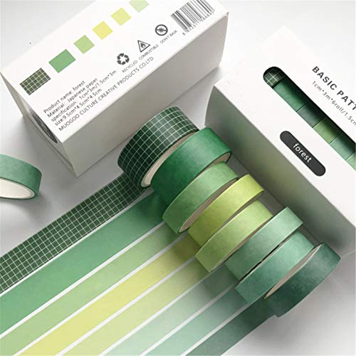 SWECOMZE Washi Tape Set, 8 Rolls Masking Tape Klebeband bunt für Scrapbooking DIY Handwerk Grundlegendes Muster (Style E) von SWECOMZE