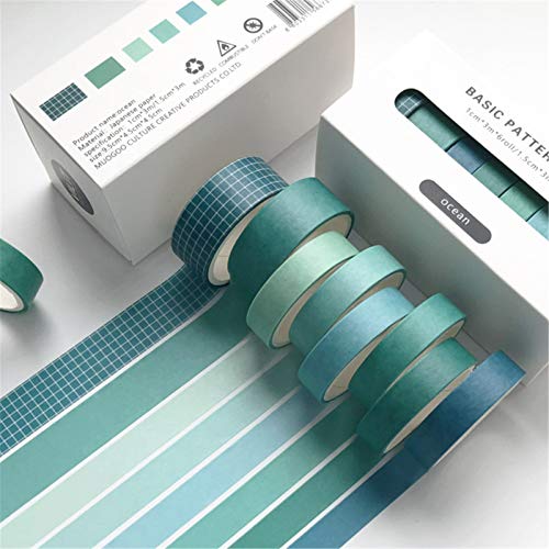 SWECOMZE Washi Tape Set, 8 Rolls Masking Tape Klebeband bunt für Scrapbooking DIY Handwerk Grundlegendes Muster (Style G) von SWECOMZE