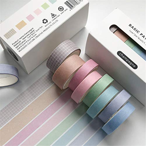 SWECOMZE Washi Tape Set, 8 Rolls Masking Tape Klebeband bunt für Scrapbooking DIY Handwerk Grundlegendes Muster (Style I) von SWECOMZE