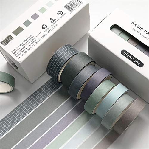 SWECOMZE Washi Tape Set, 8 Rolls Masking Tape Klebeband bunt für Scrapbooking DIY Handwerk Grundlegendes Muster (Style J) von SWECOMZE