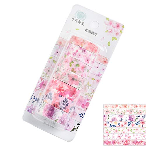 SWECOMZE Washi Tape Set, Bunte Masking Tape DIY Dekoratives Klebeband für Scrapbooking, Bullet Tagebuch Geschenkverpackung (Rose Blumen (7 Rollen)) von SWECOMZE