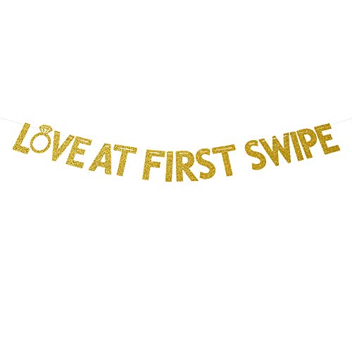 Love at First Swipe Banner Diamant für Verlobung Brautparty Bachelorette Hochzeit Party Dekorationen Gold Glitter von SWEETTALA