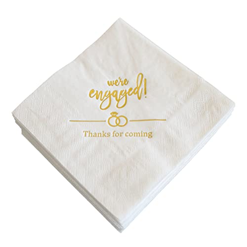 We're Engaged Servietten 50 Stück Verlobung Cocktail Servietten Hochzeit Papier Einweg Party Servietten Getränke Servietten Hochzeit Kuchen Tisch Dekorationen Supplies 3-lagig von SWEETTALA