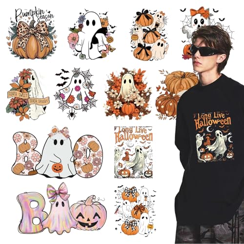 12 Blatt Halloween Geist Bügelbilder Kürbis Schleife Bügelbilder Herbst Blumen Wärmetransfer Vinyl Designs Niedlich Aufbügeln Aufkleber für Hut Damen & Herren T-Shirt Kissen Leinwand Tasche DIY Dekor 12 Blatt Halloween Geist Bügelbilder Kürbis Schleife Bügelbilder Herbst Blumen Wärmetransfer Vinyl Designs Niedlich Aufbügeln Aufkleber für Hut Damen & Herren T-Shirt Kissen Leinwand Tasche DIY Dekor von SWEKKE