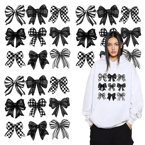 3 Bögen Halloween Bügelbilder schwarze Schleife zum Aufbügeln auf Patches Gothic Plaid Streifen Wärmetransfer Vinyl Designs niedlicher Bügelaufkleber für Hut Damen & Herren T-Shirt Kissen Leinwand 3 Bögen Halloween Bügelbilder schwarze Schleife zum Aufbügeln auf Patches Gothic Plaid Streifen Wärmetransfer Vinyl Designs niedlicher Bügelaufkleber für Hut Damen & Herren T-Shirt Kissen Leinwand von SWEKKE