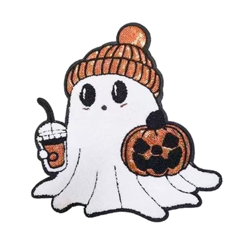 Halloween-Geist-Aufnäher zum Aufbügeln, Kürbis-Chenille-Stickerei, Stickerei, Aufnäher, Applikation für DIY, Handwerk, T-Shirt, Kleidung, Jacken, Rucksäcke, Jeans, Party-Dekorationen, Zubehör Halloween-Geist-Aufnäher zum Aufbügeln, Kürbis-Chenille-Stickerei, Stickerei, Aufnäher, Applikation für DIY, Handwerk, T-Shirt, Kleidung, Jacken, Rucksäcke, Jeans, Party-Dekorationen, Zubehör von SWEKKE