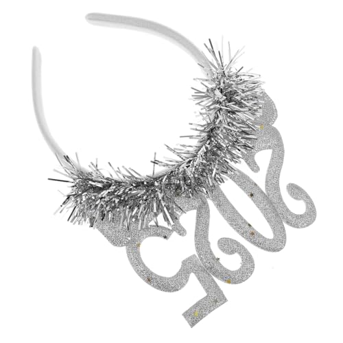 SWOOMEY Neujahrsstirnband 2025 Silber Stoffdesign Haarreif für Weihnachtsfeier Zubehör von SWOOMEY