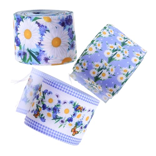 SWOOMEY 3 Rollen Exquisites Geschenkband wickeln Blumen Rosa Geschenkverpackungsband DIY-Band basteln Bowknot-Band machen dekoratives Verpackungsband Polyester von SWOOMEY