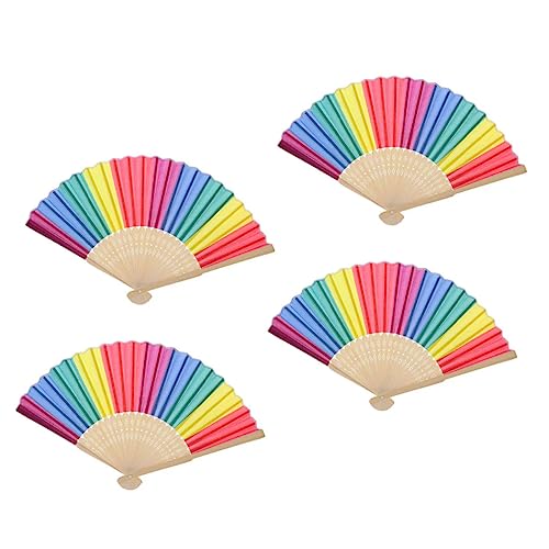 SWOOMEY 4 Stück Regenbogen -Knochen -Fanspielzeug bunt Kinderspielzeug Schmuckfächer Tragbar Faltungsfächer Regenbogen Fächerfaltung aus Faltfächer aus von SWOOMEY
