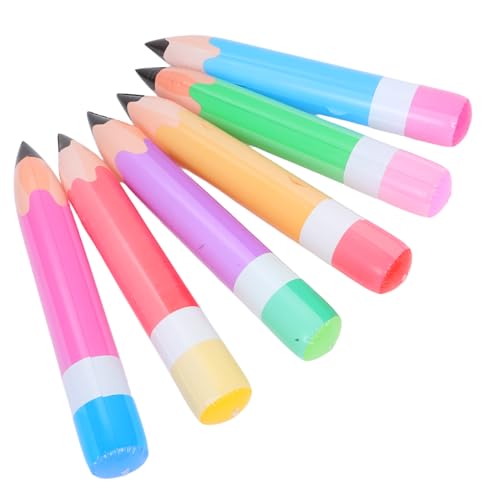SWOOMEY 6 Stück Große Aufblasbare Bleistiftballons aus Robustem PVC Schnelle Inflation Bunte Schuldekoration für Klassenzimmer für Schulanfang Abschlussfeier und Party Deko von SWOOMEY