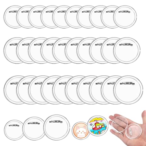 30 Stück Buttons Anstecker Diy Buttonmaschine Transparente Buttons Selber Machen Mit Sicherheitsnadel Buttons Ohne Anstecker 3 Größen, Durchmesser 37/44/58 Mm, Für Bild, Foto, Kleidung, Schule von SWRCEYJH