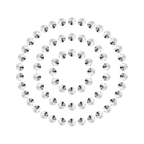SWTHONY 8 mm große, klare, runde Strasssteine zum Aufnähen, 84 Stück, Kristallglas-Edelsteine, versilbert, flache Rückseite, mit 2 Löchern für Bastelarbeiten, Kleidung, Stoff von SWTHONY