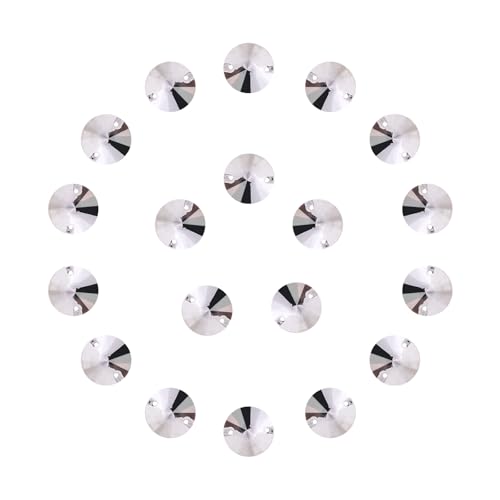 SWTHONY Transparente runde Strasssteine zum Aufnähen, 12 mm, zum Basteln, 48 Stück, Kristallglas-Edelsteine, versilbert, flache Rückseite, Juwelen mit 2 Löchern für Bastelarbeiten, Kleidung, Stoff SWTHONY Transparente runde Strasssteine zum Aufnähen, 12 mm, zum Basteln, 48 Stück, Kristallglas-Edelsteine, versilbert, flache Rückseite, Juwelen mit 2 Löchern für Bastelarbeiten, Kleidung, Stoff von SWTHONY