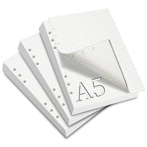 SWTYExt 3 Packungen A5 Nachfüllpapier Gepunktet, 180 Blätter 6 Löcher A5 Papier Nachfüllbare Refill Paper Ringbucheinlagen für A5 Notizbuch Skizze Tagbuch Malerei Bullet Journal von SWTYExt