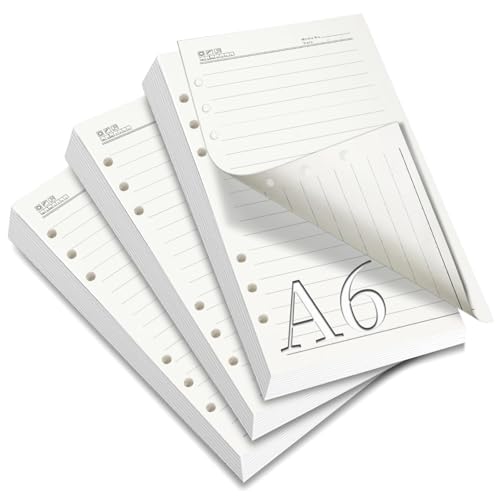 SWTYExt 3 Packungen A6 Nachfüllpapier Liniert, 180 Blätter(360 Seiten) 6 Löcher A6 Papier Nachfüllbare Refill Paper Ringbucheinlagen für A6 Notizbuch Skizze Tagbuch Malerei Bullet Journal von SWTYExt