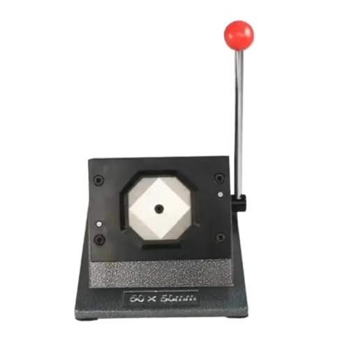 SWVYDC Buttonmaschine Button Badge Press Maschine Quadratische Kühlschrank-Abzeichen-Presse 63,5 x 63,5 mm, rotierendes Metallblech mit Papierschneider und 100 Magnetteilen(Metal Cutter) von SWVYDC