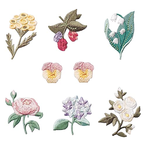 SWYSGS 7pcs Mini Blumen Eisen auf Patches, Nähen auf/Bügeln auf Patch Applique für Jeans, Kleidung, Hut, Jacke, Mini Blumen von SWYSGS