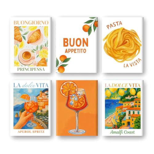 SWZEC Malen nach Zahlen – 6 Mini-Gemälde | Italienisches Buon-Appetito-Set(MPB124,mit Rahmen) von SWZEC