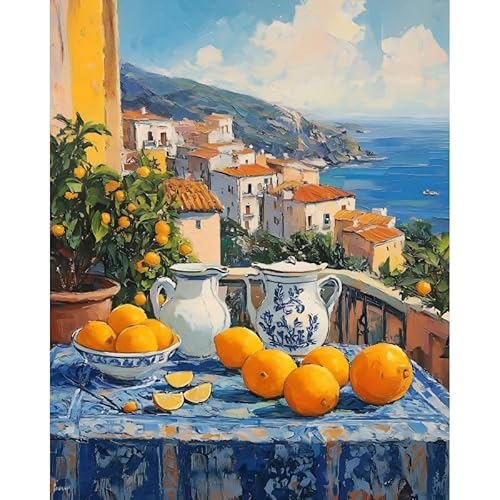SWZEC Malen nach Zahlen - Orangen mit Aussicht - Diy-malennachzahlen(Ohnepahmen) von SWZEC