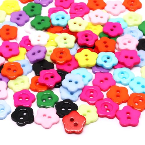 SWZHAI 100 Stück 11 mm kleine Blumenknöpfe zum Basteln, Kunstharz, bunte Knöpfe mit 2 Löchern, dekorative Knöpfe zum Nähen, Kleidung, Zubehör, Geschenk, DIY Handwerk SWZHAI 100 Stück 11 mm kleine Blumenknöpfe zum Basteln, Kunstharz, bunte Knöpfe mit 2 Löchern, dekorative Knöpfe zum Nähen, Kleidung, Zubehör, Geschenk, DIY Handwerk von SWZHAI