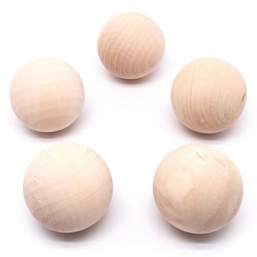 SWZHAI 5 Stück 5,1 cm Holzkugeln zum Basteln, 5 cm, unlackierte runde Holzkugeln, Naturholzkugel für DIY-Projekte, Kunst und Handwerk SWZHAI 5 Stück 5,1 cm Holzkugeln zum Basteln, 5 cm, unlackierte runde Holzkugeln, Naturholzkugel für DIY-Projekte, Kunst und Handwerk von SWZHAI
