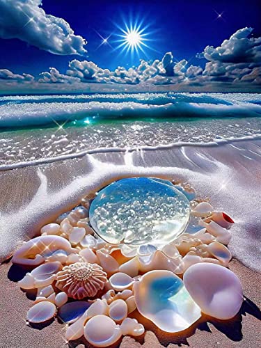 Diamond Painting Set, 5D Diamant Painting, DIY Diamant Kunst Malerei Stickerei Set Mosaikherstellung Erwachsene Diamant Kunst Handwerk Kreuzstich Bilder für Home Wand Dekor 30x40cm Sommerstrand von SXCCNW