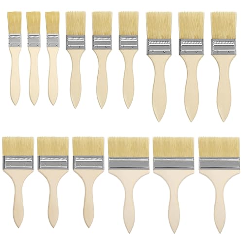 Flachpinsel Set, 15 Stück Pinselset Malerpinsel Set mit Holzgriff, Pinsel Set für Farben Lack Klebstoffe, Flachpinsel Lasurpinsel für DIY, Malerbedarf zum Streichen, 23/38/50/62/75 mm Breite Flachpinsel Set, 15 Stück Pinselset Malerpinsel Set mit Holzgriff, Pinsel Set für Farben Lack Klebstoffe, Flachpinsel Lasurpinsel für DIY, Malerbedarf zum Streichen, 23/38/50/62/75 mm Breite von SXCCNW